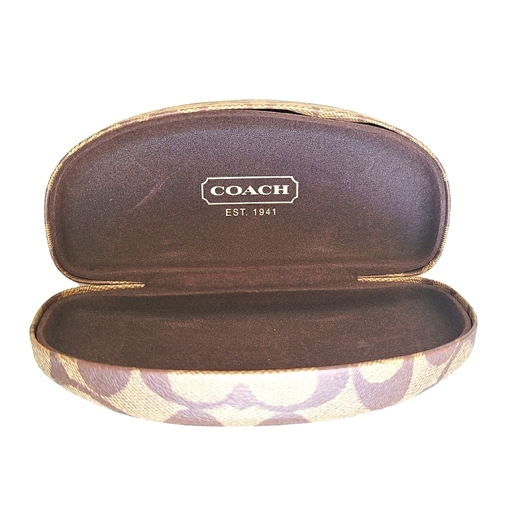 COACH Clamshell Glasses Case Brown